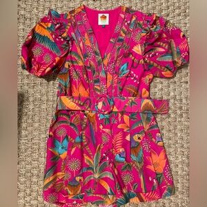 FARM Rio colorful romper/jumper with belt. Size Medium. Excellent condition!